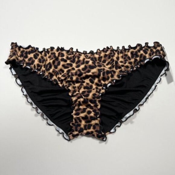 Victoria Secret Small S Bikini Bottom Ruffle Cheeky Ruched Back Leopard Print - Picture 5 of 7